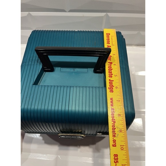 Vintage Sassaby Mirrored Electric Teal Makeup Organizer Case Deluxe‎ Extension - Picture 4 of 10